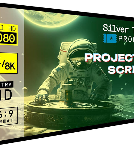 STR Series 6 Piece Home Theater Fixed Frame 4K / 8K Ultra HD, HDTV, HDR & Active 3D Movie Projection Screen, 16:9 Format, 150" Diagonal, White Material STR-169150