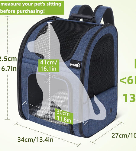 Pet Carrier Backpack, Cat Backpack Carrier, Expandable with Breathable Mesh for Small Dogs Cats, Dog Backpack Bag for Hiking Travel Camping Hold Pets up to 18 Lbs