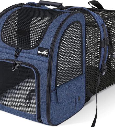 Pet Carrier Backpack, Cat Backpack Carrier, Expandable with Breathable Mesh for Small Dogs Cats, Dog Backpack Bag for Hiking Travel Camping Hold Pets up to 18 Lbs