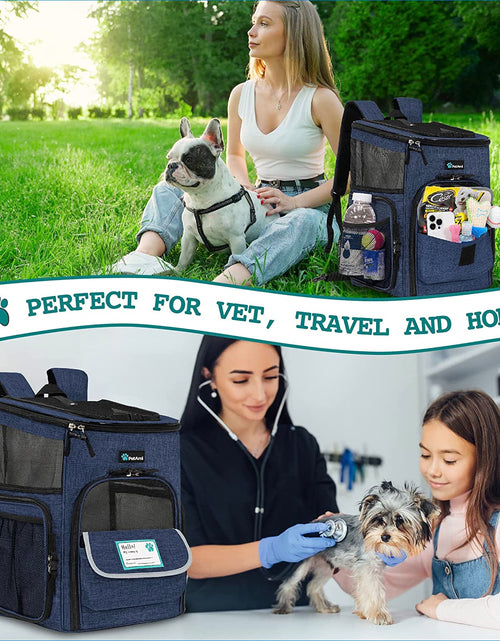 Load image into Gallery viewer, Dog Backpack Carrier, Airline Approved Cat Backpacks for Carrying Small Large Cats, Pet Carrier Back Pack, Ventilated Soft Sided Dog Cat Bookbag for Travel, Hiking, Camping, Navy
