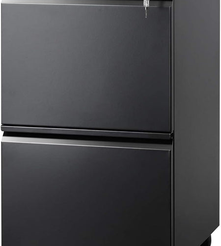2-Drawer Mobile File Cabinet with Lock, Vertical Filing Cabinet, Black